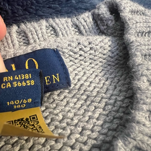 Polo Ralph Lauren Sweater Boys Kids 8 American Flag Gray - Picture 7 of 12